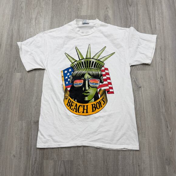 Vintage Brockum The Beach Boys Band Shirt Mens Extra Large Statue of Liberty 90s